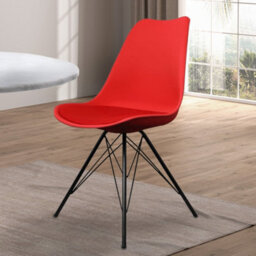 Fusion Living Soho Red Plastic Dining Chair With Black Metal Legs - thumbnail 2