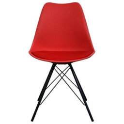 Fusion Living Soho Red Plastic Dining Chair With Black Metal Legs - thumbnail 3