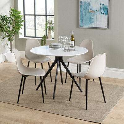 Core Products Aspen White 100Cm Round Dining Table With 4 Calico Plastic Curve Design Chairs - image 1