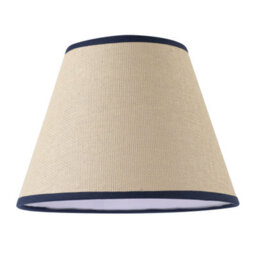 Happy Homewares Traditional Rattan Tweed Lamp Shade With Navy Blue Cotton Fabric Trims - thumbnail 1