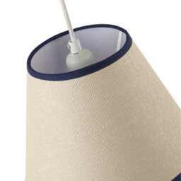 Happy Homewares Traditional Rattan Tweed Lamp Shade With Navy Blue Cotton Fabric Trims - thumbnail 3