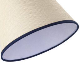 Happy Homewares Traditional Rattan Tweed Lamp Shade With Navy Blue Cotton Fabric Trims - thumbnail 5
