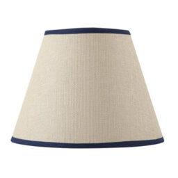 Happy Homewares Traditional Rattan Tweed Lamp Shade With Navy Blue Cotton Fabric Trims - thumbnail 4
