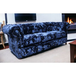 Chesterfield Crystal 3 Seater Sofa Lustro Sapphire Blue Velvet In Classic Style - thumbnail 2