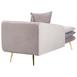 Beliani Right-Hand Chaise Longue Gonesse Velvet Taupe - thumbnail 5