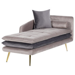 Beliani Right-Hand Chaise Longue Gonesse Velvet Taupe - thumbnail 4