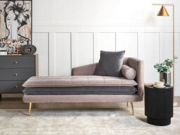 Beliani Right-Hand Chaise Longue Gonesse Velvet Taupe - thumbnail 2