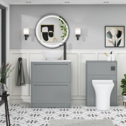 Royal Bathrooms Royal Bathroom Elmore 700mm Matt Pebble Grey Freestanding Countertop Bathroom Vanity Unit 2 Drawer With Breeze Basin - thumbnail 5