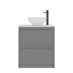 Royal Bathrooms Royal Bathroom Elmore 700mm Matt Pebble Grey Freestanding Countertop Bathroom Vanity Unit 2 Drawer With Breeze Basin - thumbnail 7