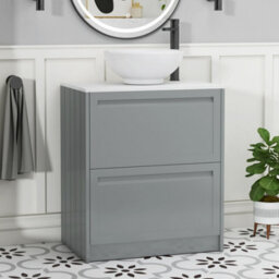 Royal Bathrooms Royal Bathroom Elmore 700mm Matt Pebble Grey Freestanding Countertop Bathroom Vanity Unit 2 Drawer With Breeze Basin - thumbnail 1