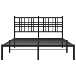 Berkfield Metal Bed Frame Without Mattress With Headboard Black 120X190Cm - thumbnail 4