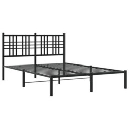Berkfield Metal Bed Frame Without Mattress With Headboard Black 120X190Cm - thumbnail 3