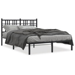 Berkfield Metal Bed Frame Without Mattress With Headboard Black 120X190Cm - thumbnail 2
