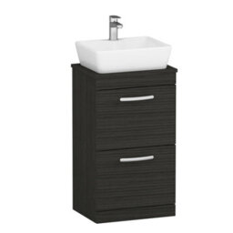 Royal Bathrooms 500mm Floor Standing Vanity Unit 2 Drawer Hale Black & Countertop Basin - Cube - thumbnail 4