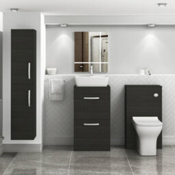 Royal Bathrooms 500mm Floor Standing Vanity Unit 2 Drawer Hale Black & Countertop Basin - Cube - thumbnail 2