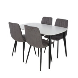 Core Products Aspen White 120Cm Rectangular Dining Table With 4 Grey Fabric Straight Stitch Design Chairs - thumbnail 2