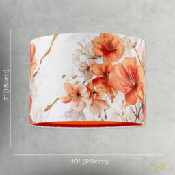 Happy Homewares Orange And Gold Floral Watercolour Fabric Lamp Shade With Inner Lining - thumbnail 7