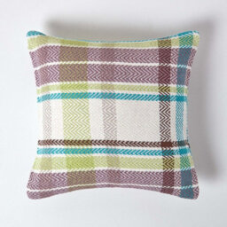 Homescapes Green Tartan 100% Cotton Falun Cushion Cover, 60 X 60 Cm