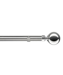 Unknown 28mm Fixed Length Metal Eyelet Curtain Pole Set In Chrome - Met Ball Finial, 360Cm
