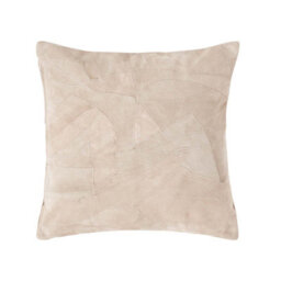 Homescapes Cream Real Leather Suede Cushion With Feather Filling