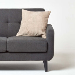 Homescapes Cream Real Leather Suede Cushion With Feather Filling - thumbnail 4