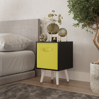 Urbn-Living Urbnliving 51Cm Height Black Wooden Cube Storage Bookcase Yellow Inserts Scandinavian White Legs - image 1