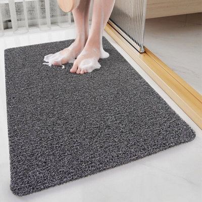 Loofah Shower Mat For Inside Shower Non-Slip Anti Mould Pvc Bath Mat Quick Dry Grayish Black - image 1
