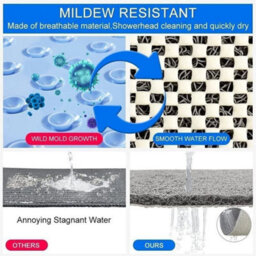 Loofah Shower Mat For Inside Shower Non-Slip Anti Mould Pvc Bath Mat Quick Dry Grayish Black - thumbnail 4