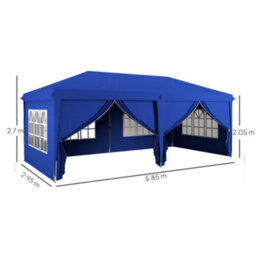 Outsunny 3X6M Pop Up Gazebo Canopy Marquee W/ Carry Bag, Blue - thumbnail 3