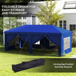 Outsunny 3X6M Pop Up Gazebo Canopy Marquee W/ Carry Bag, Blue - thumbnail 5