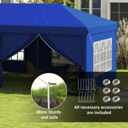 Outsunny 3X6M Pop Up Gazebo Canopy Marquee W/ Carry Bag, Blue - thumbnail 6