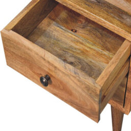 Wyld Haus Parma Mini Oak Mango Wood Bedside Table With 2 Drawers And Open Shelf - thumbnail 7
