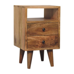 Wyld Haus Parma Mini Oak Mango Wood Bedside Table With 2 Drawers And Open Shelf - thumbnail 4