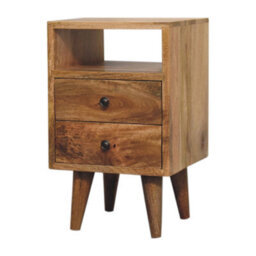 Wyld Haus Parma Mini Oak Mango Wood Bedside Table With 2 Drawers And Open Shelf - thumbnail 3