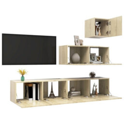 Berkfield 4 Piece Tv Cabinet Set Sonoma Oak Engineered Wood - thumbnail 3