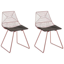 Beliani Set Of 2 Dining Chairs Beatty Metal Rose Gold - thumbnail 1
