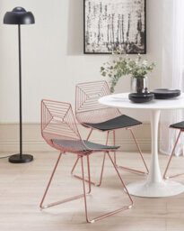 Beliani Set Of 2 Dining Chairs Beatty Metal Rose Gold - thumbnail 2