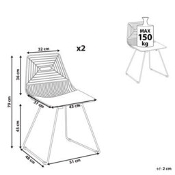 Beliani Set Of 2 Dining Chairs Beatty Metal Rose Gold - thumbnail 3