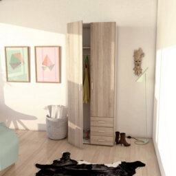Furniture To Go Space Wardrobe - 2 Doors 3 Drawers In Oak 2000 (W) 77.6 X  (H) 200.4 X  (D) 49.5Cm - thumbnail 8