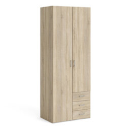 Furniture To Go Space Wardrobe - 2 Doors 3 Drawers In Oak 2000 (W) 77.6 X  (H) 200.4 X  (D) 49.5Cm - thumbnail 1