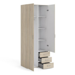 Furniture To Go Space Wardrobe - 2 Doors 3 Drawers In Oak 2000 (W) 77.6 X  (H) 200.4 X  (D) 49.5Cm - thumbnail 5