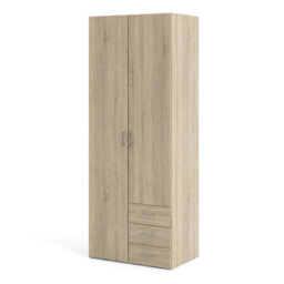 Furniture To Go Space Wardrobe - 2 Doors 3 Drawers In Oak 2000 (W) 77.6 X  (H) 200.4 X  (D) 49.5Cm - thumbnail 4