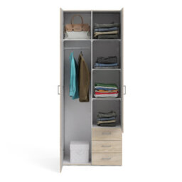 Furniture To Go Space Wardrobe - 2 Doors 3 Drawers In Oak 2000 (W) 77.6 X  (H) 200.4 X  (D) 49.5Cm - thumbnail 7