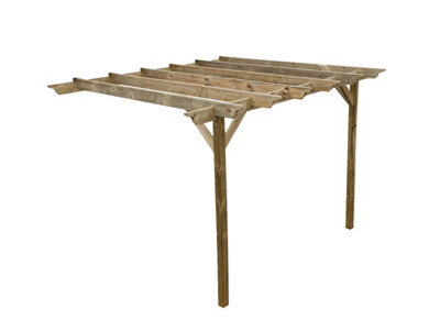 Arbor Garden Solutions Lean To Wooden Garden Pergola Kit - Orchid Design Wall Mounted Gazebo, 2.4M X 3.6M (Natural Finish) - image 1