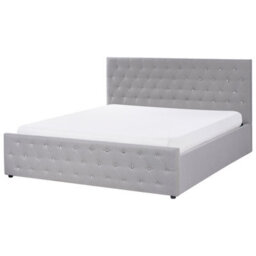 Beliani Ottoman Bed Fabric Amiens 180 X 200 Cm (Eu Super King) Light Grey - thumbnail 4