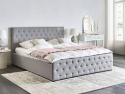 Beliani Ottoman Bed Fabric Amiens 180 X 200 Cm (Eu Super King) Light Grey - thumbnail 2