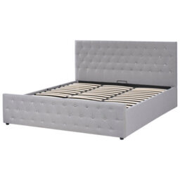 Beliani Ottoman Bed Fabric Amiens 180 X 200 Cm (Eu Super King) Light Grey - thumbnail 5