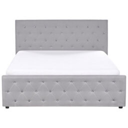 Beliani Ottoman Bed Fabric Amiens 180 X 200 Cm (Eu Super King) Light Grey - thumbnail 6