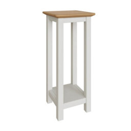 Fwstyle Oak Tall Side Table Cream Linen Ready Assembled - thumbnail 4