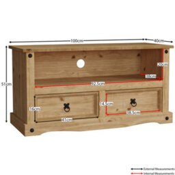 Lassic Vida Designs Corona Solid Pine 2 Drawer Flat Screen Tv Unit Stand - thumbnail 2